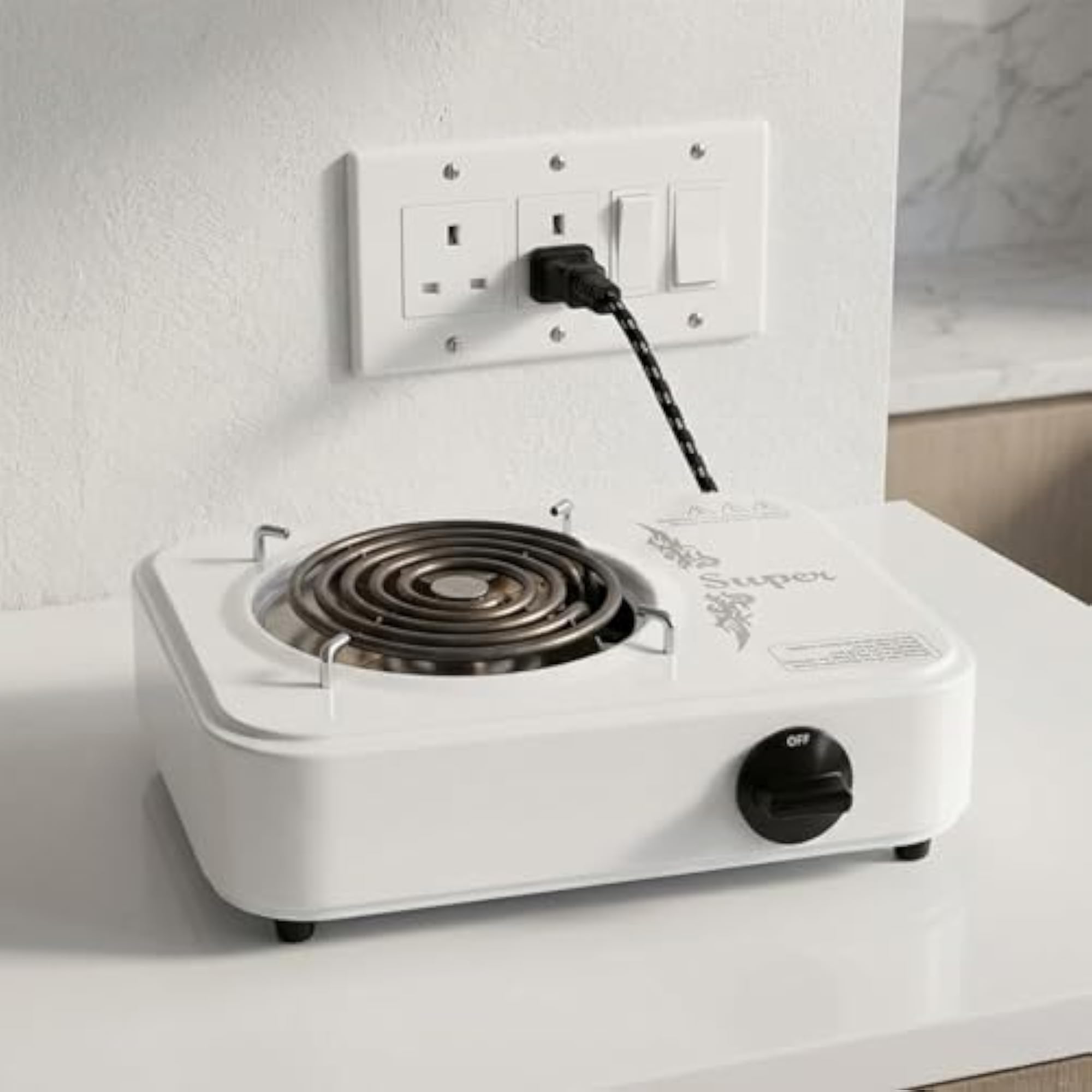 2000W White Electric Hot Plate Single Burner, Compact Cooking Solution